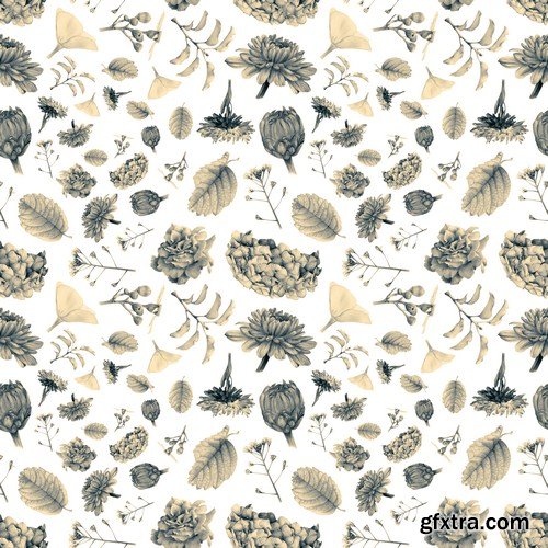 Seamless pattern with beautiful spring flowers 10X JPEG