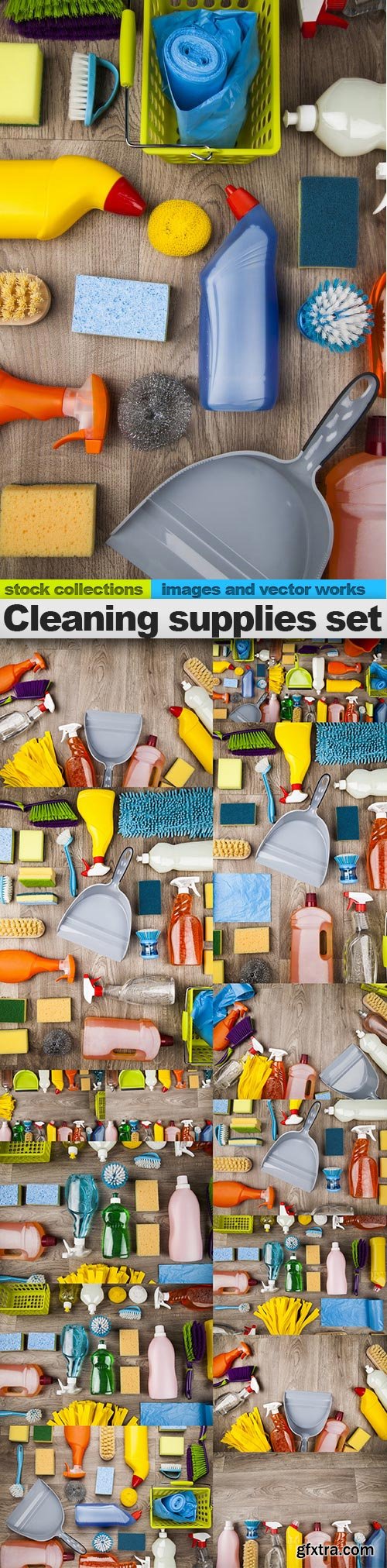 Cleaning supplies set, 15 x UHQ JPEG