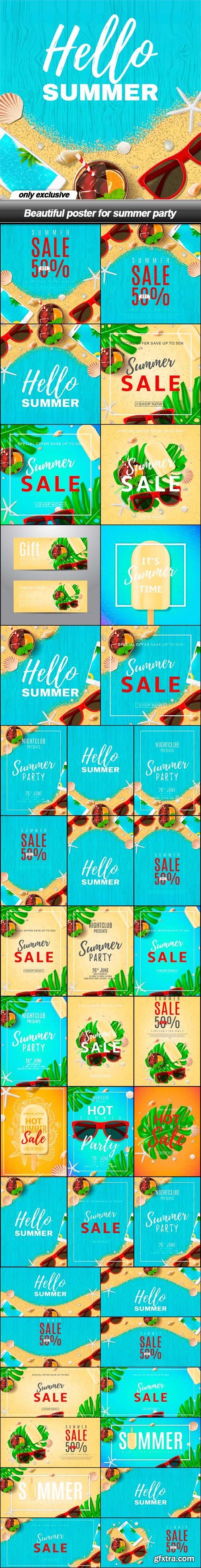 Beautiful poster for summer party - 40 EPS