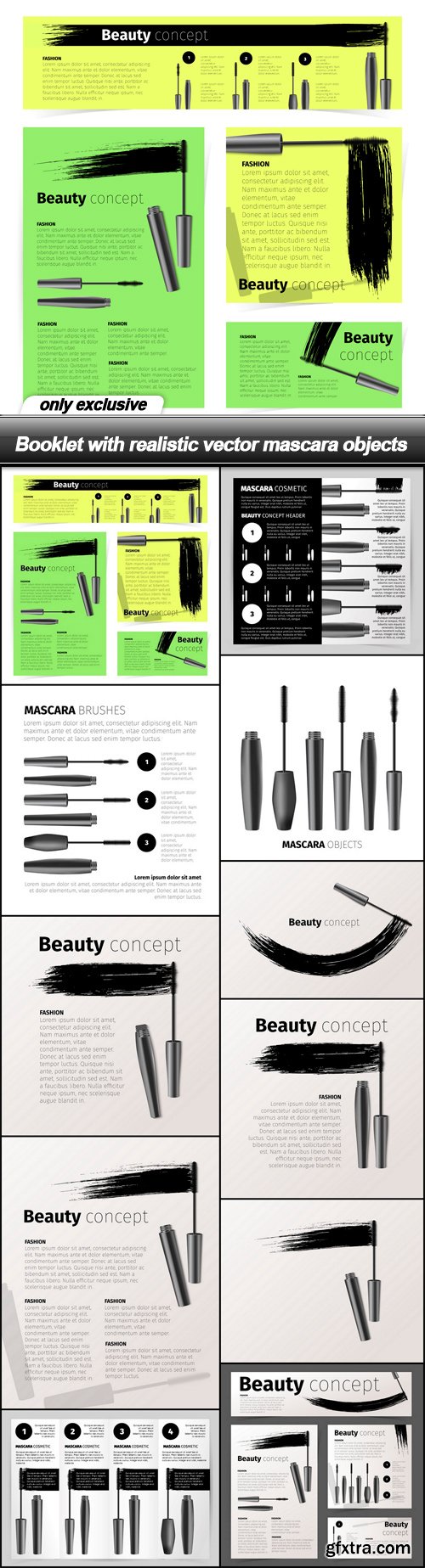 Booklet with realistic vector mascara objects - 11 EPS