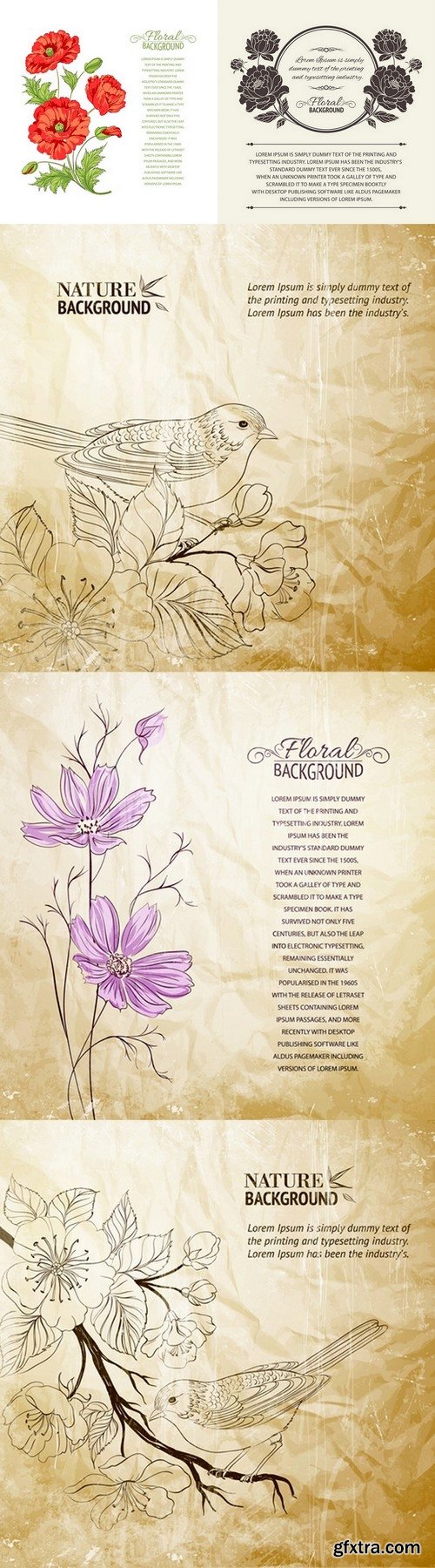 Nature background with a bird on the branch Premium Vector