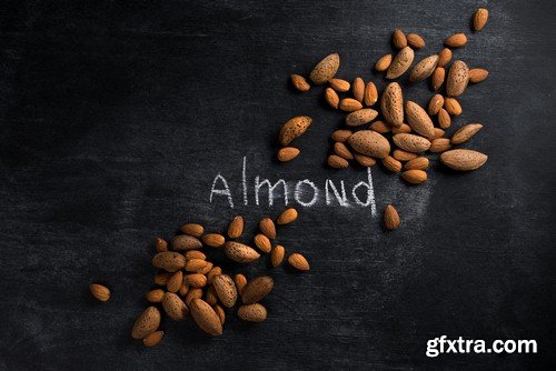 Nuts on black background - 6 UHQ JPEG