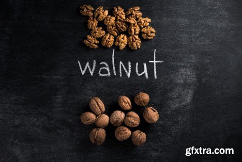 Nuts on black background - 6 UHQ JPEG