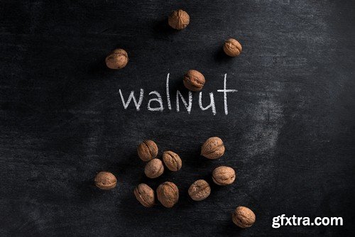 Nuts on black background - 6 UHQ JPEG