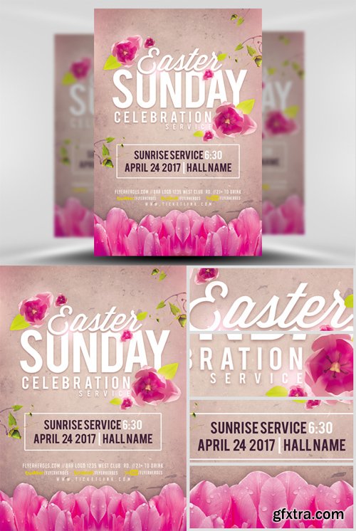 Easter Sunday Celebration Service Flyer Template