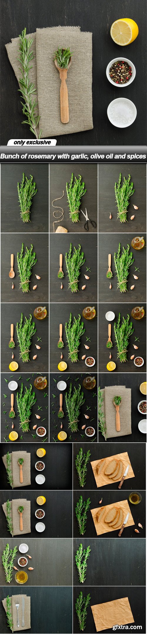 Bunch of rosemary with garlic, olive oil and spices - 20 UHQ JPEG