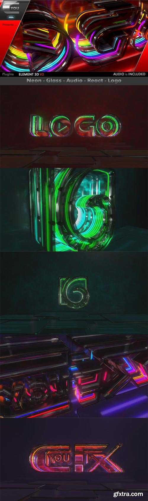 Videohive - Neon Glass Audio React Logo - 19640892