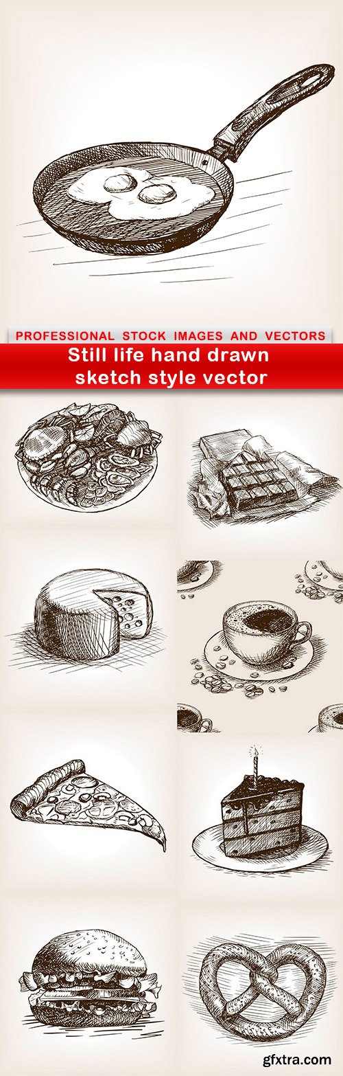 Still life hand drawn sketch style vector - 9 EPS