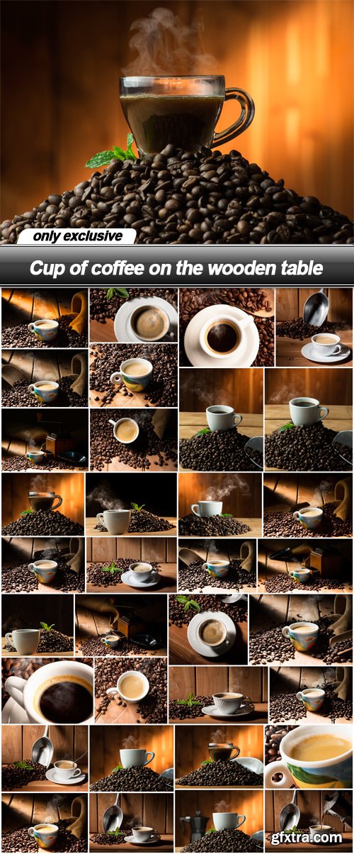 Cup of coffee on the wooden table - 34 UHQ JPEG