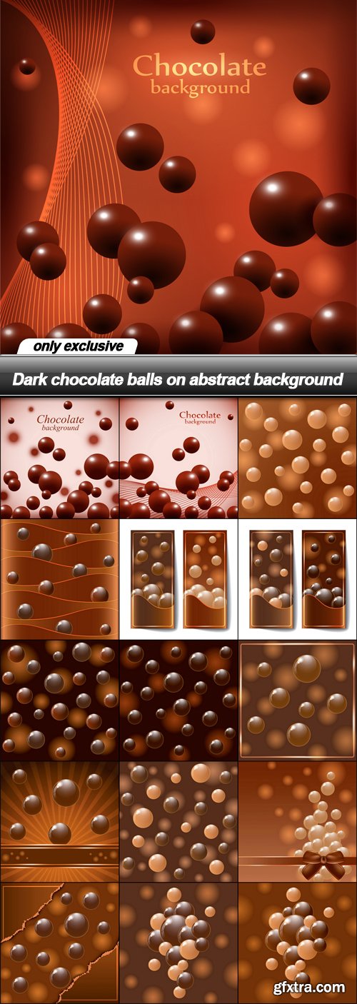 Dark chocolate balls on abstract background - 16 EPS