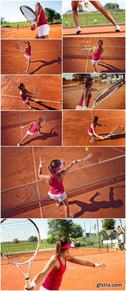 Young woman playing tennis 10X JPEG