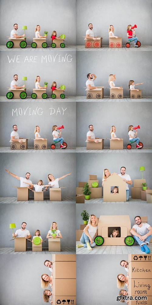 Family New Home Moving Day House Concept