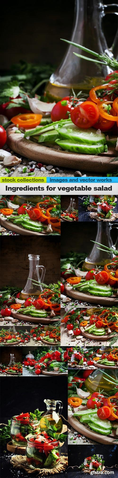 Ingredients for vegetable salad, 15 x UHQ JPEG