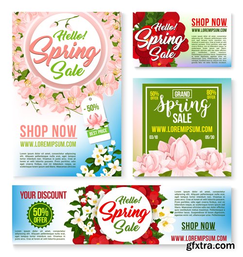 Spring vector greetings card, flowers bouquet of tulips, crocuses and blooming lily of valley blossoms on field