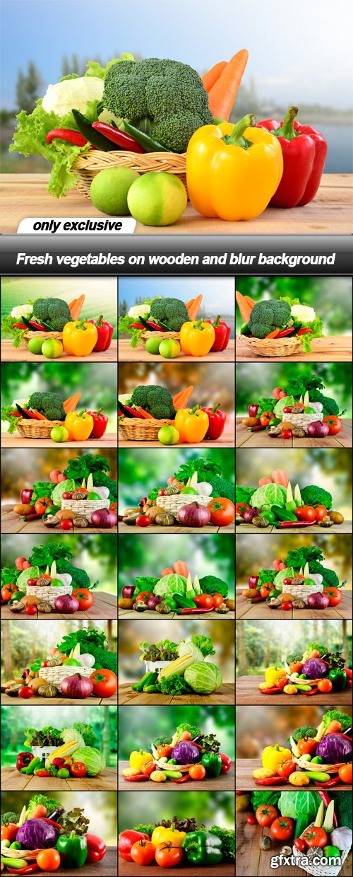 Fresh vegetables on wooden and blur background - 21 UHQ JPEG