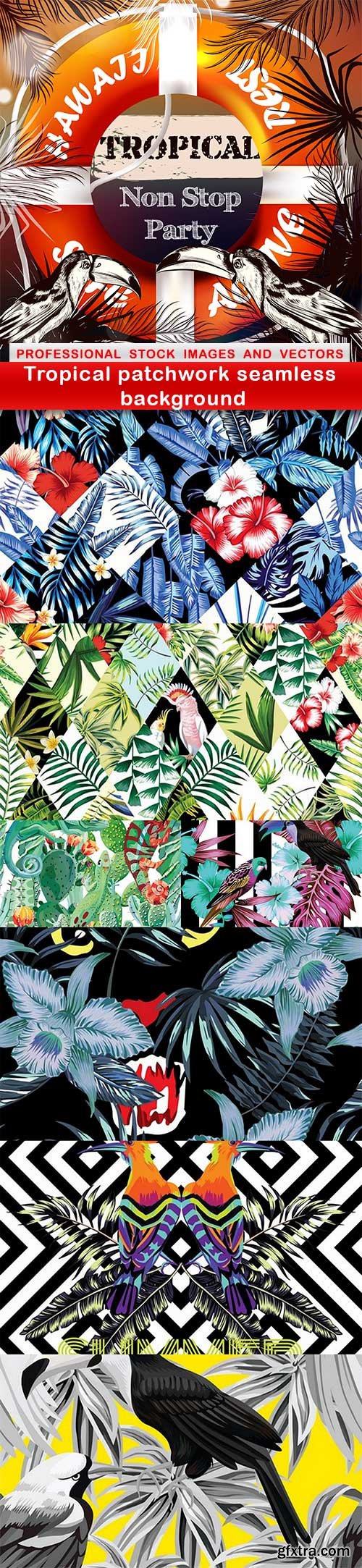 Tropical patchwork seamless background - 8 EPS