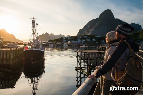 Collection mountain rock nature landscape norway bay wooden house sunset sea ocean 25 HQ Jpeg