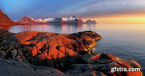 Collection mountain rock nature landscape norway bay wooden house sunset sea ocean 25 HQ Jpeg