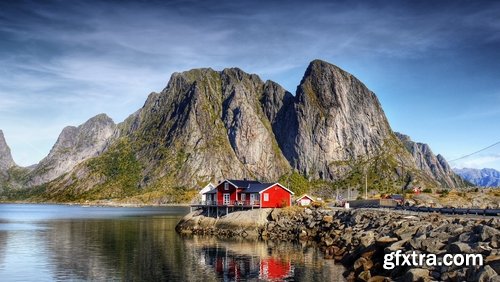 Collection mountain rock nature landscape norway bay wooden house sunset sea ocean 25 HQ Jpeg