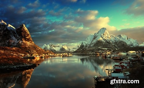 Collection mountain rock nature landscape norway bay wooden house sunset sea ocean 25 HQ Jpeg