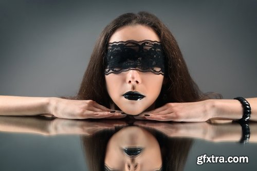 Collection of a woman girl in a veil mask mysterious face makeup lips 25 HQ Jpeg