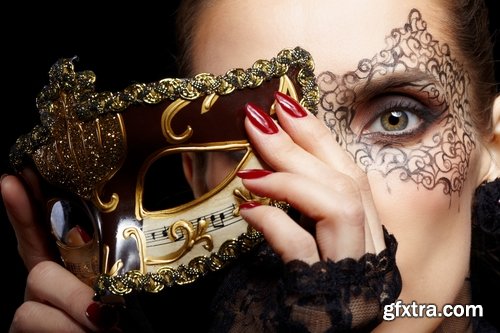 Collection of a woman girl in a veil mask mysterious face makeup lips 25 HQ Jpeg