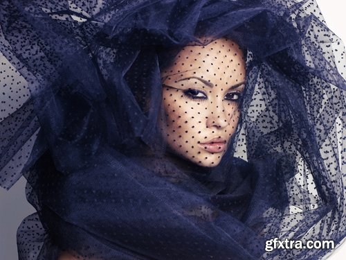 Collection of a woman girl in a veil mask mysterious face makeup lips 25 HQ Jpeg