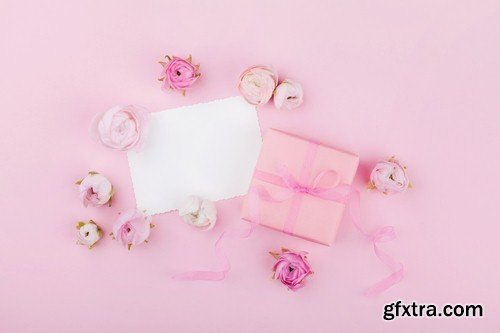 Pink background with flowers 1 - 6 UHQ JPEG