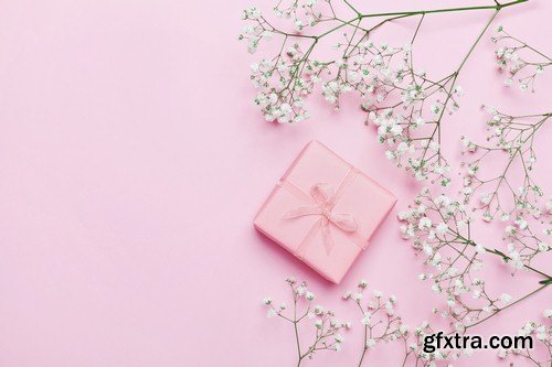 Pink background with flowers 1 - 6 UHQ JPEG