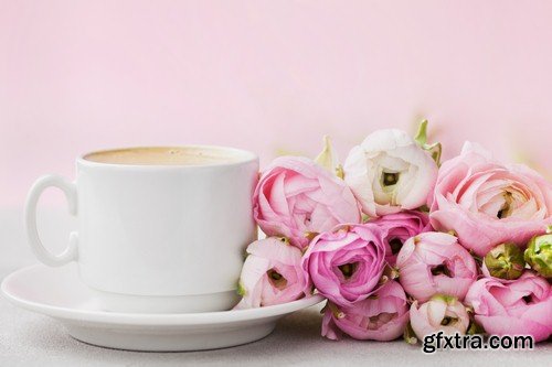 Pink background with flowers 1 - 6 UHQ JPEG