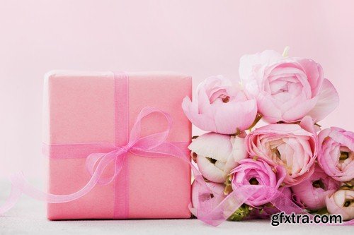 Pink background with flowers 1 - 6 UHQ JPEG