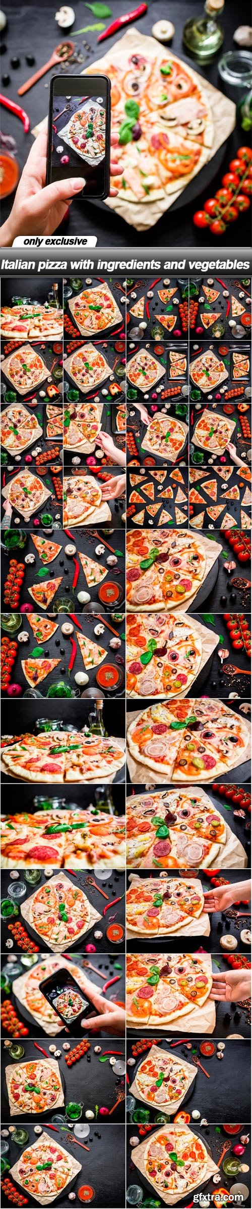 Italian pizza with ingredients and vegetables - 33 UHQ JPEG