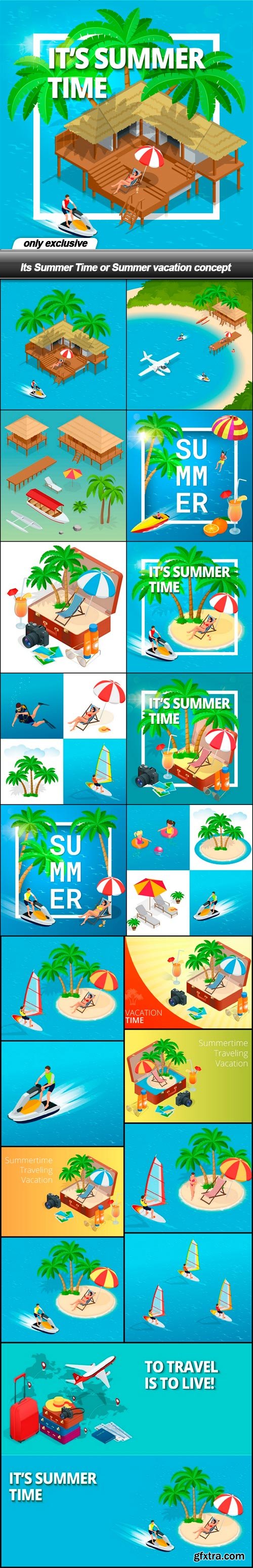 Its Summer Time or Summer vacation concept - 20 EPS