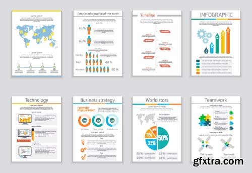 Infographics Design Templates set 16X EPS