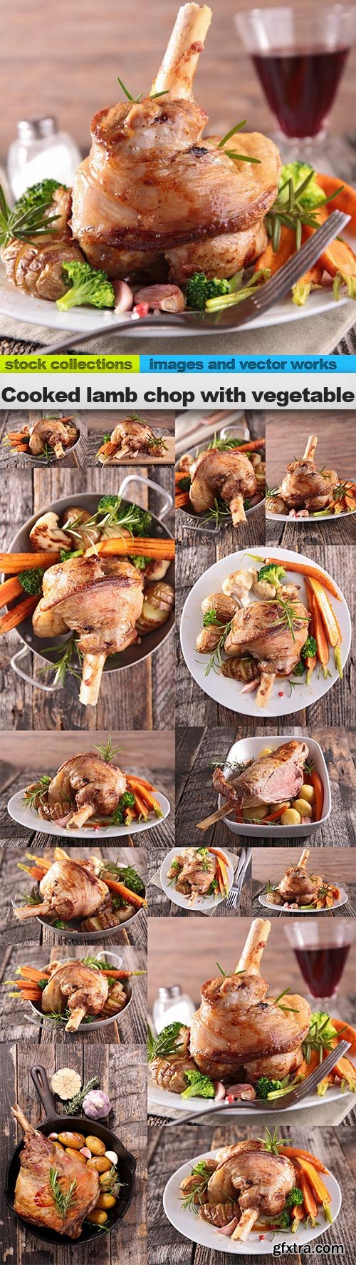 Cooked lamb chop with vegetable, 15 x UHQ JPEG