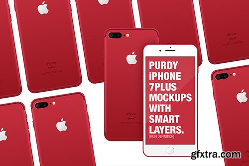 PSD Mock-Up - Red iPhone 7