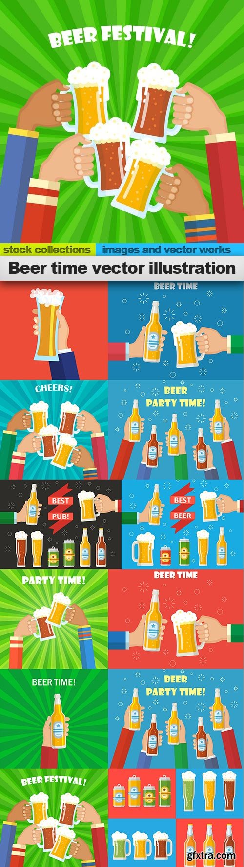 Beer time vector illustration, 12 x EPS