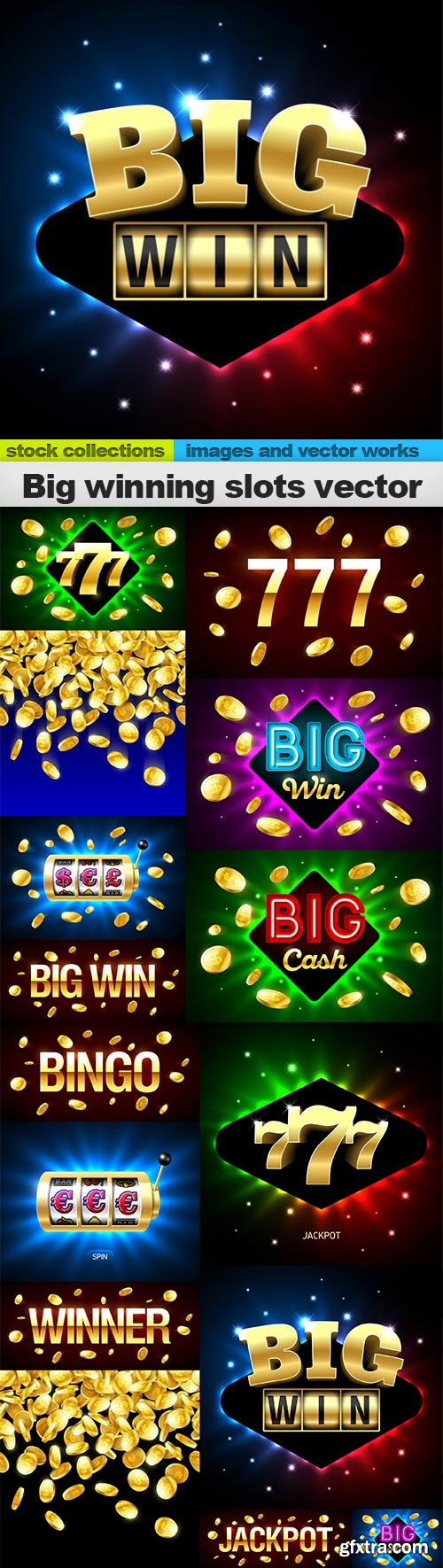 Big winning slots vector, 15 x EPS