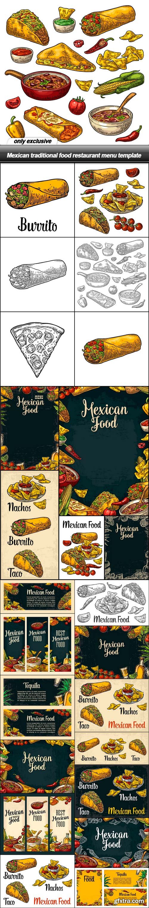 Mexican traditional food restaurant menu template - 25 EPS