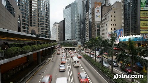 Vehicles moving along the queensway in central hong kong china t lapse