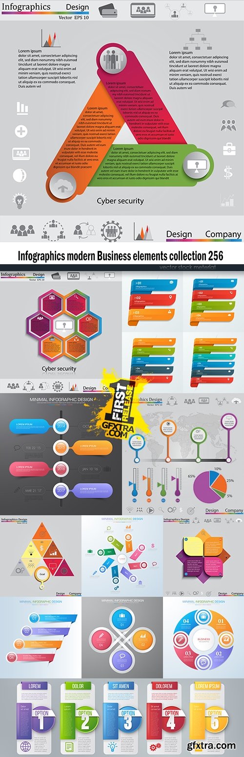 Infographics modern Business elements collection 256