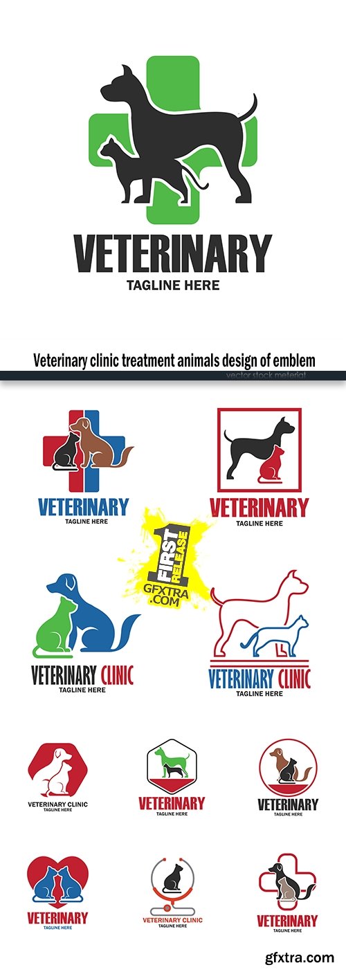 Veterinary clinic treatment animals design of emblem