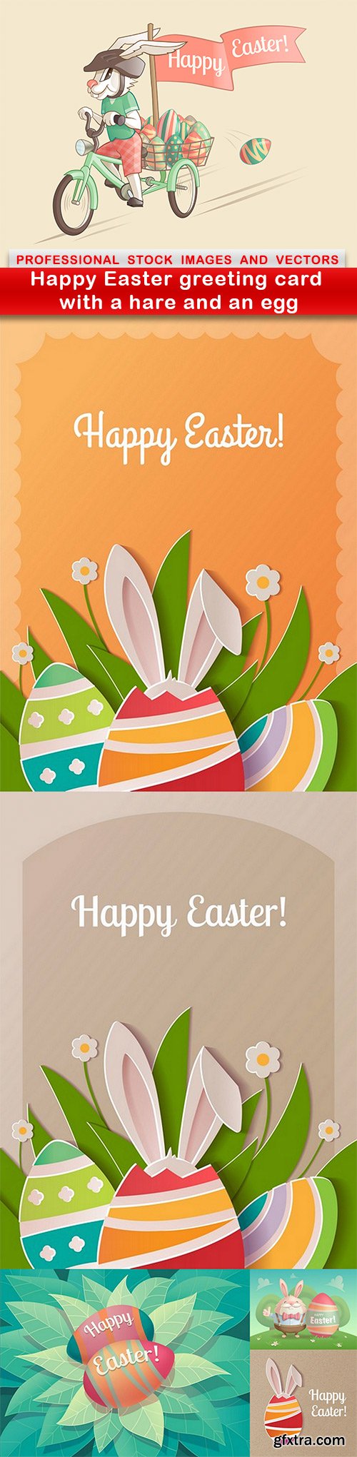 Happy Easter greeting card with a hare and an egg - 6 EPS