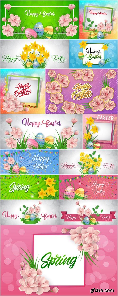 Happy Easter text with decorative elements 15X JPEG