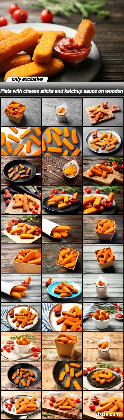 Plate with cheese sticks and ketchup sauce on wooden - 33 UHQ JPEG