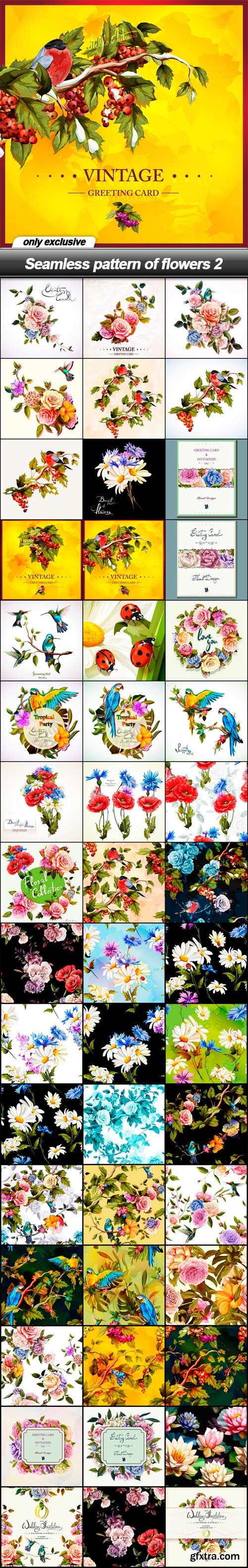 Seamless pattern of flowers 2 - 47 EPS