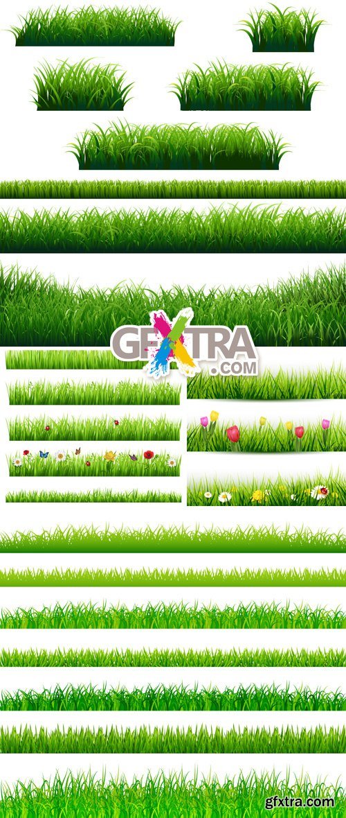 Green Grass Borders Vector 3