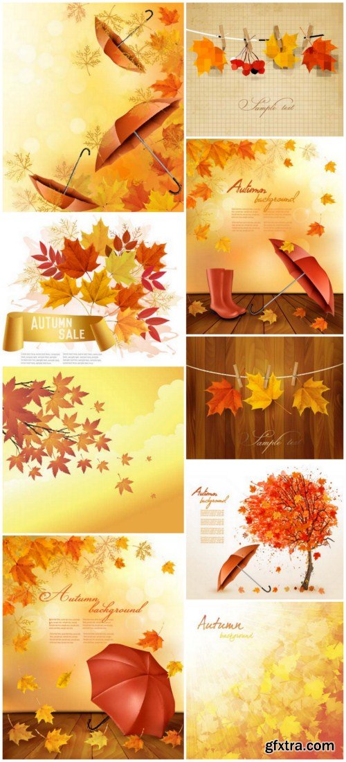 Retro autumn background 9x EPS