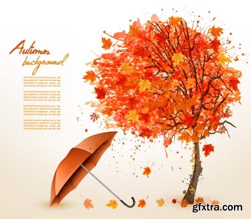 Retro autumn background 9x EPS