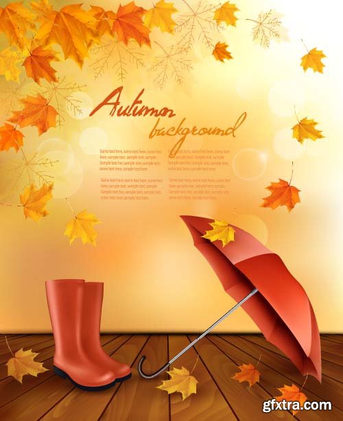 Retro autumn background 9x EPS